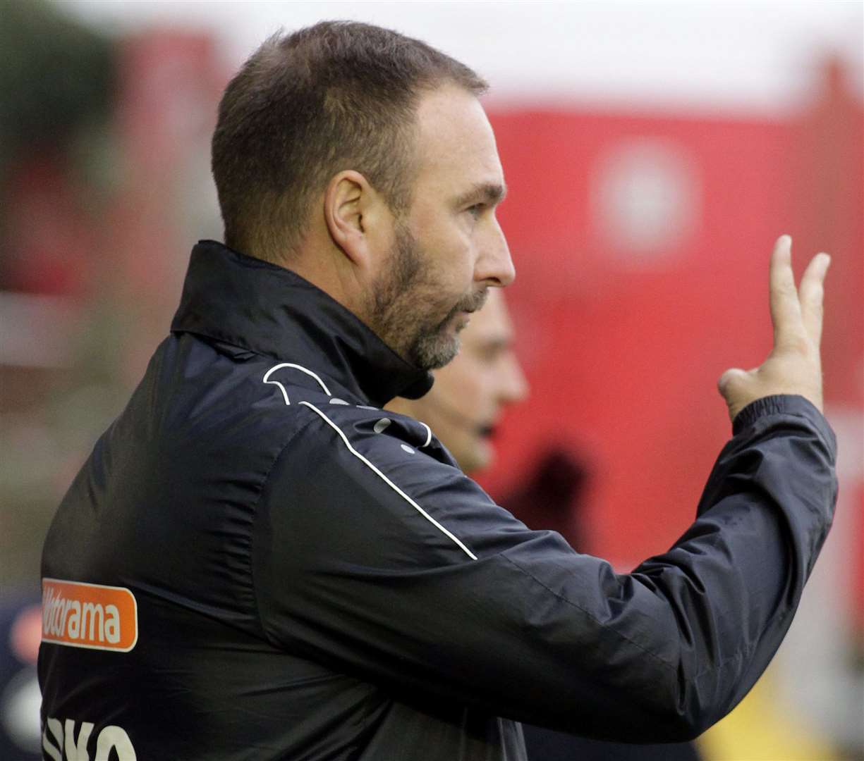 Ebbsfleet boss Kevin Watson gives out his instructions. Picture: Sean Aidan FM21792439