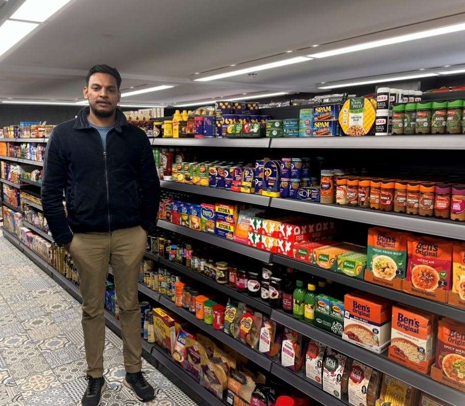 Owner Dan Mahendran inside his store on Benover Road, Yalding