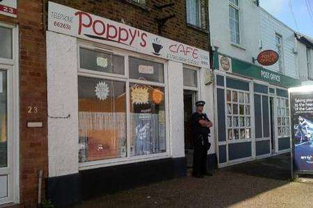 Police outside Poppy's Cafe in Halfway after a robberyVal Hook was attacked in a robbery at Poppys Cafe in Halfway