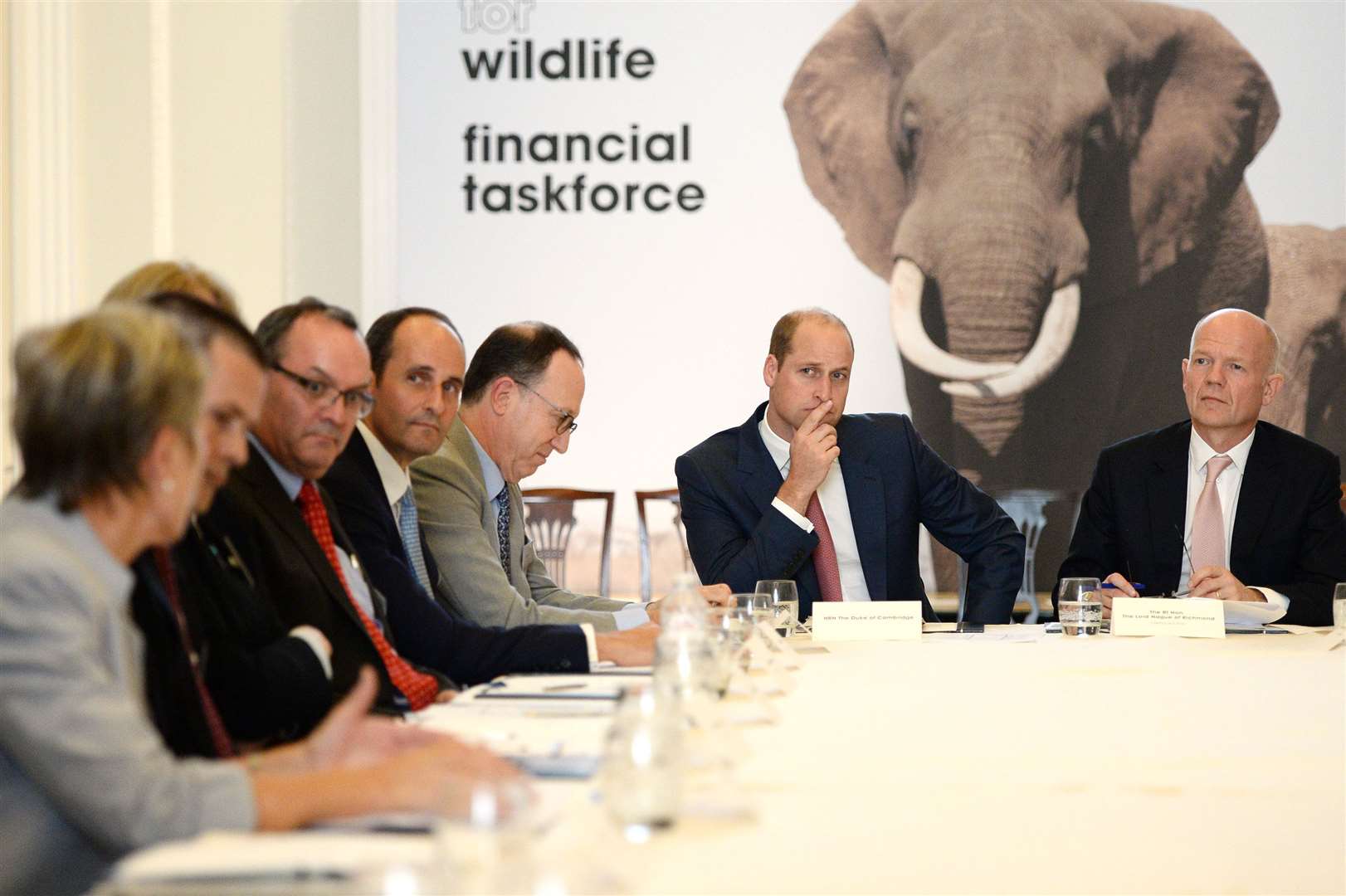 William and Lord Hague of Richmond at United for Wildlife Financial Taskforce meeting in 2018 (Eamonn McCormack/PA)