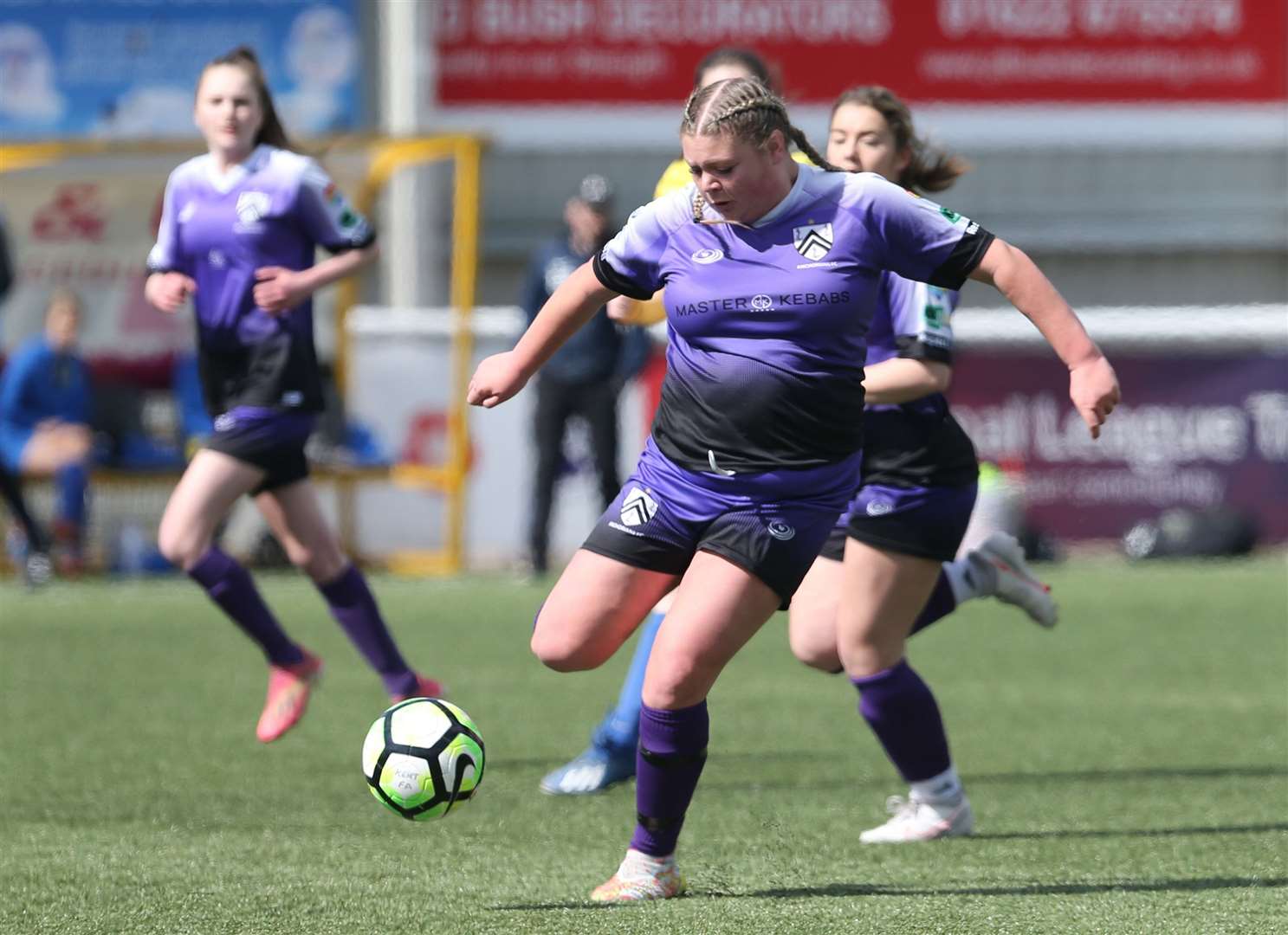 Anchorians' Brooke Driver clears the danger against Kings Hill at the Gallagher Stadium. Picture: PSP Images