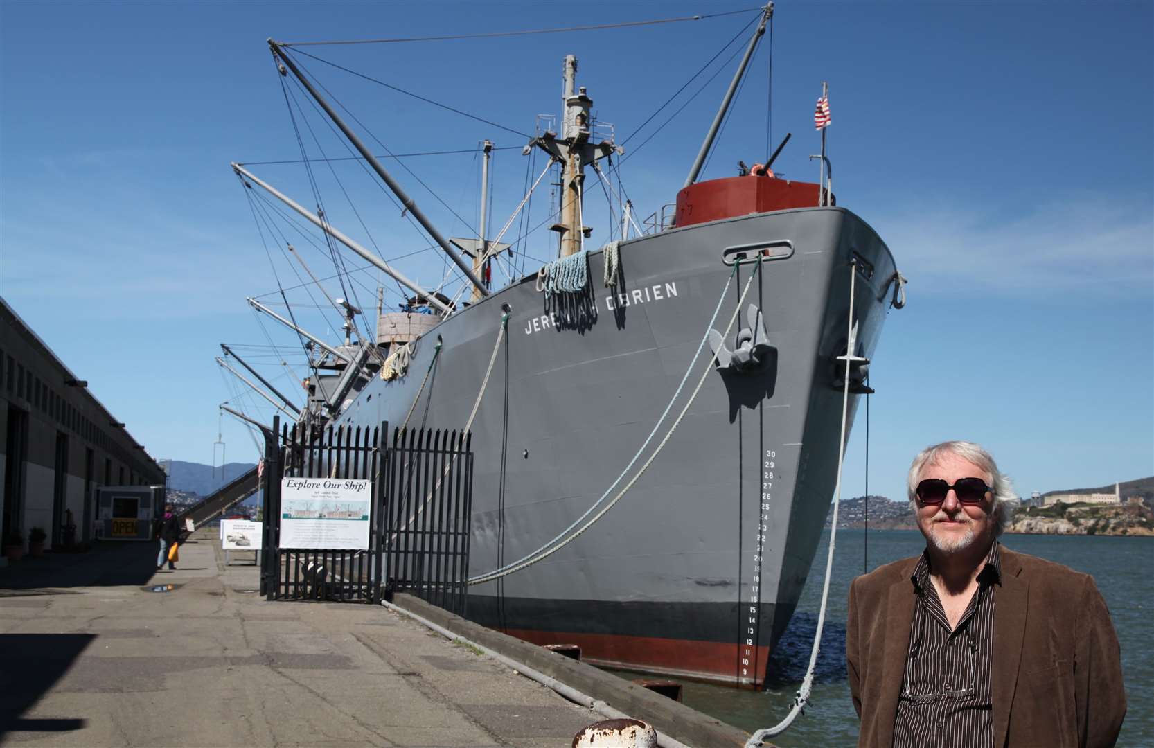 Ken Rowles next to the SS Jeremiah O'Brien