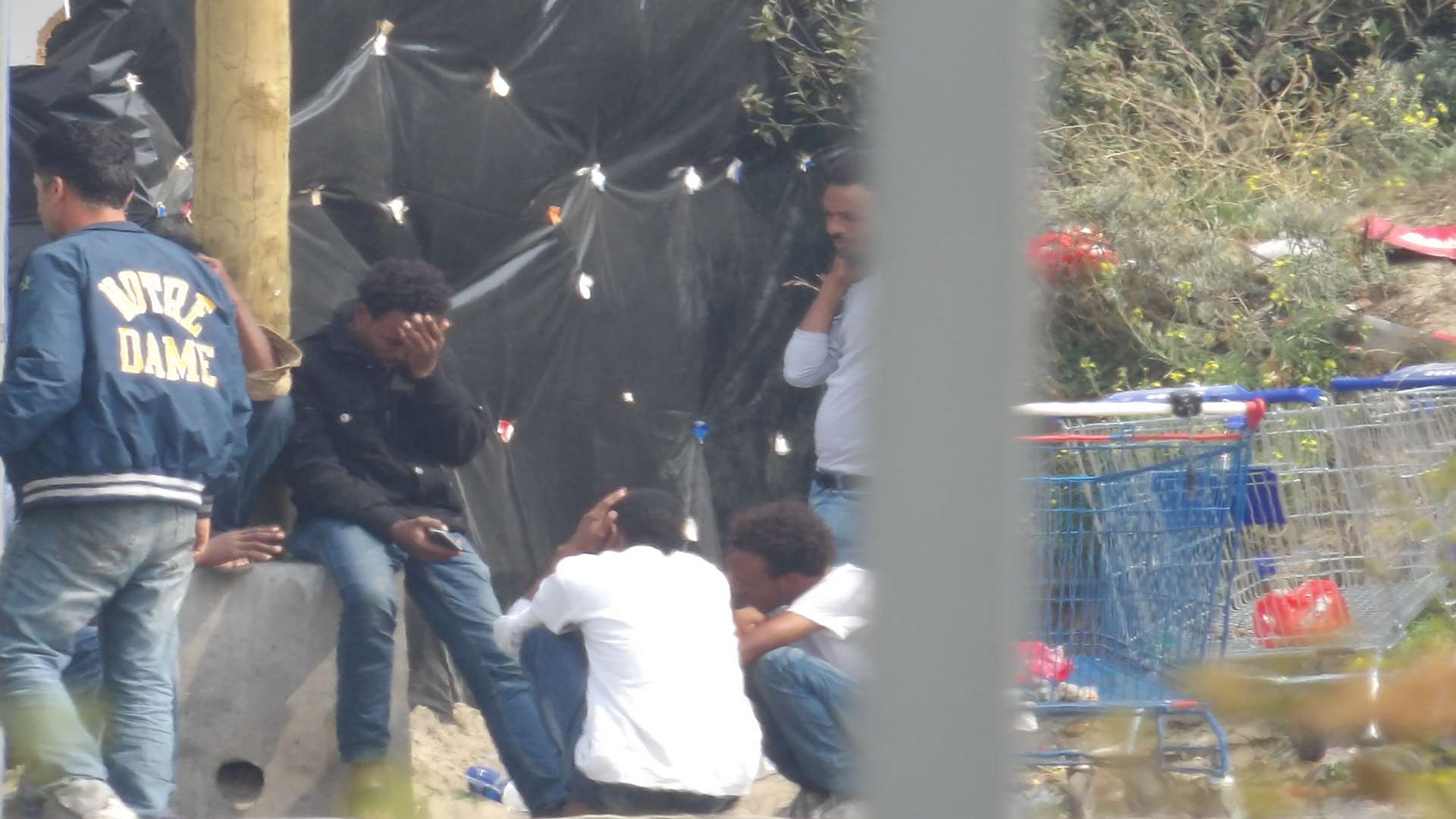 Migrants at the Calais camp known as The Jungle before work began to dismantle it