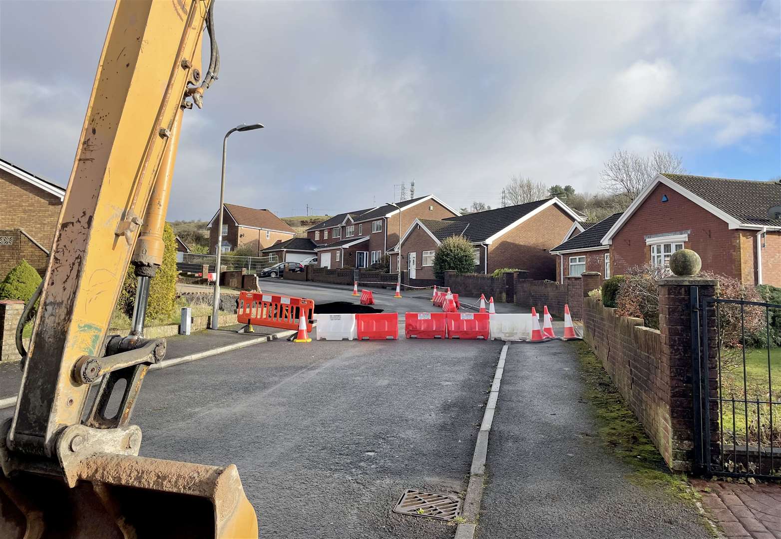 The sinkhole at the home in Merthyr Tydfil (George Thompson/PA)