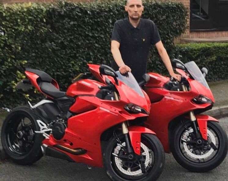 Christopher Nourse with his motorbikes