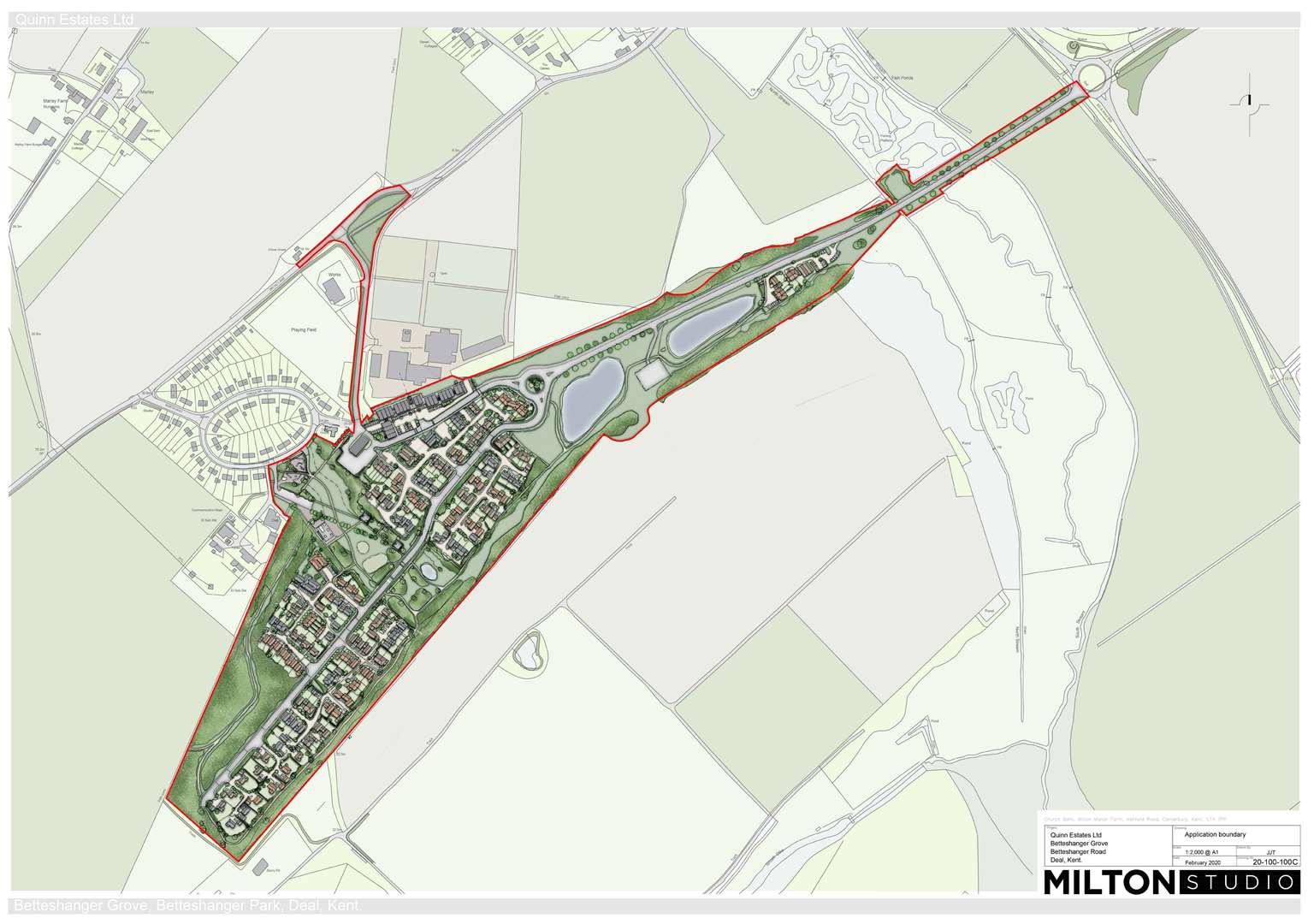 Quinn Estates' proposal for 210 new homes at Betteshanger runs straight off the Sandwich Road roundabout