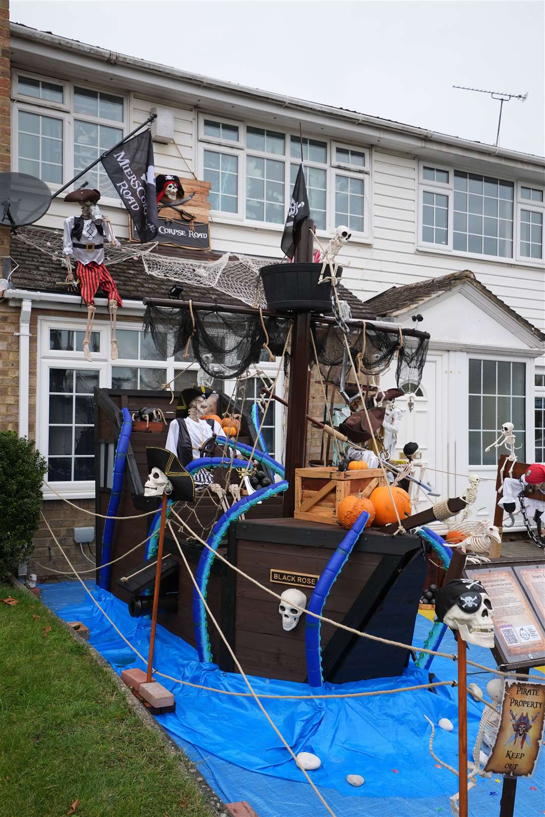 A house decorated with a pirate-themed Halloween display in Mierscourt Road in Rainham, Kent (Gareth Fuller/PA)