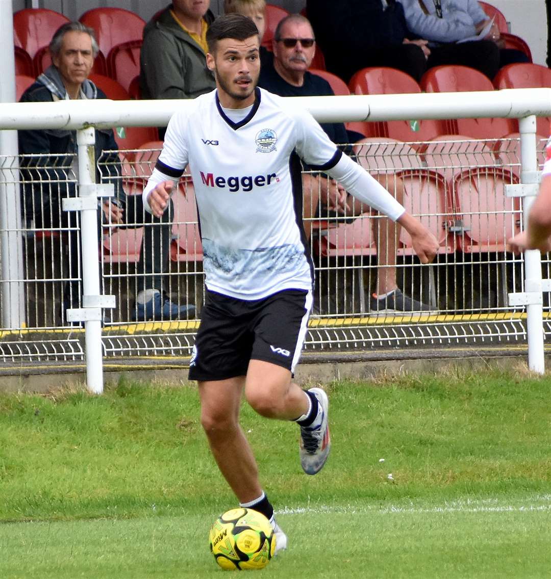 Dover's George Nikaj - bagged a hat-trick in their thumping 8-0 victory at Potters Bar. Picture: Randolph File