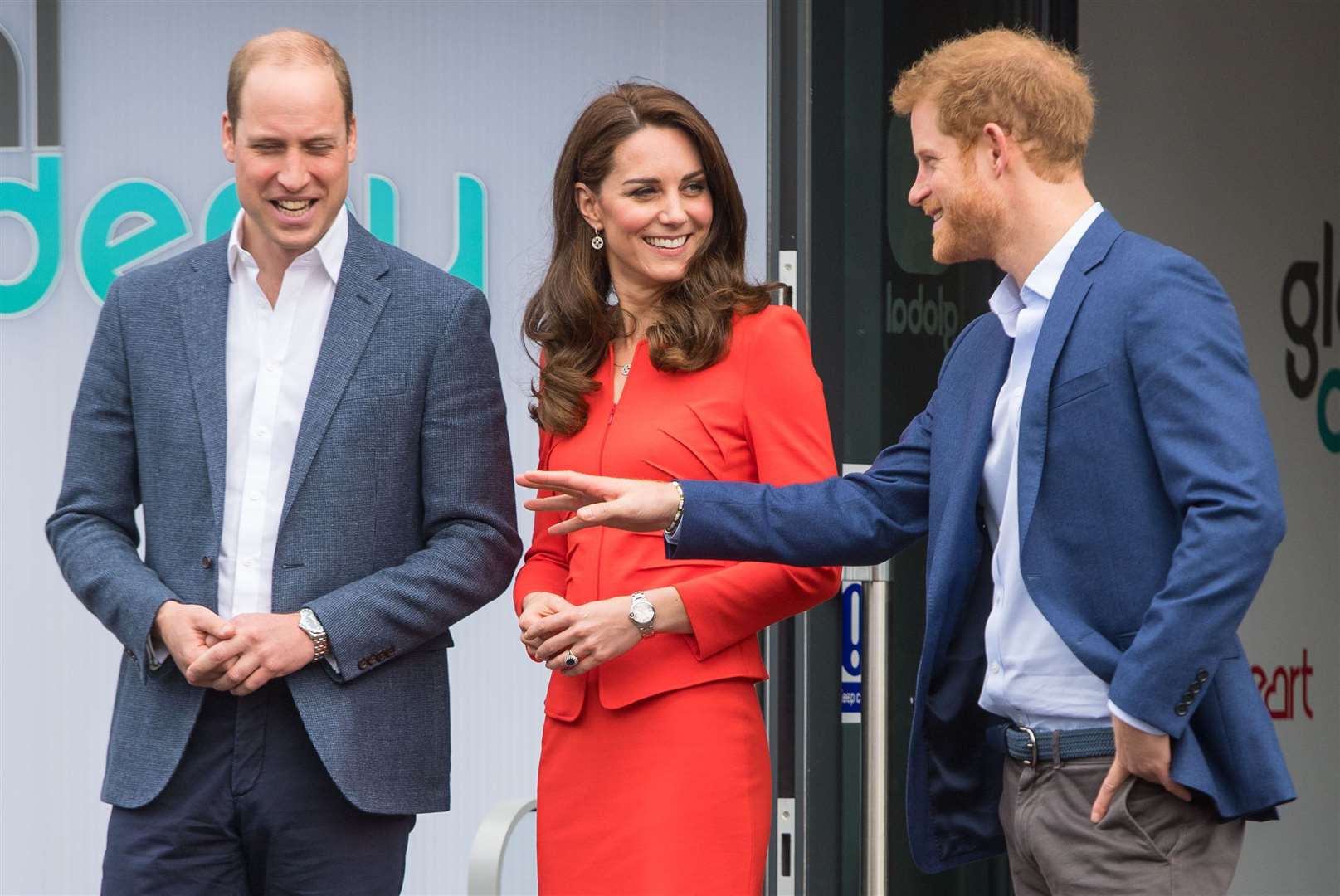 The Duke and Duchess of Cambridge and Prince Harry on a Heads Together visit in 2017 (Dominic Lipinski/PA)