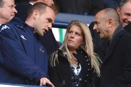 NEW BOY: Danny Murphy talking to Spurs chairman Daniel Levy at the Tottenham v Charlton game on Sunday. Picture: MATT WALKER