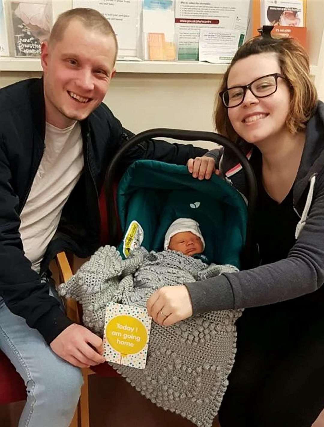 Simon Thompson and Maxine Campbell with baby Mateo. Picture: SWNS
