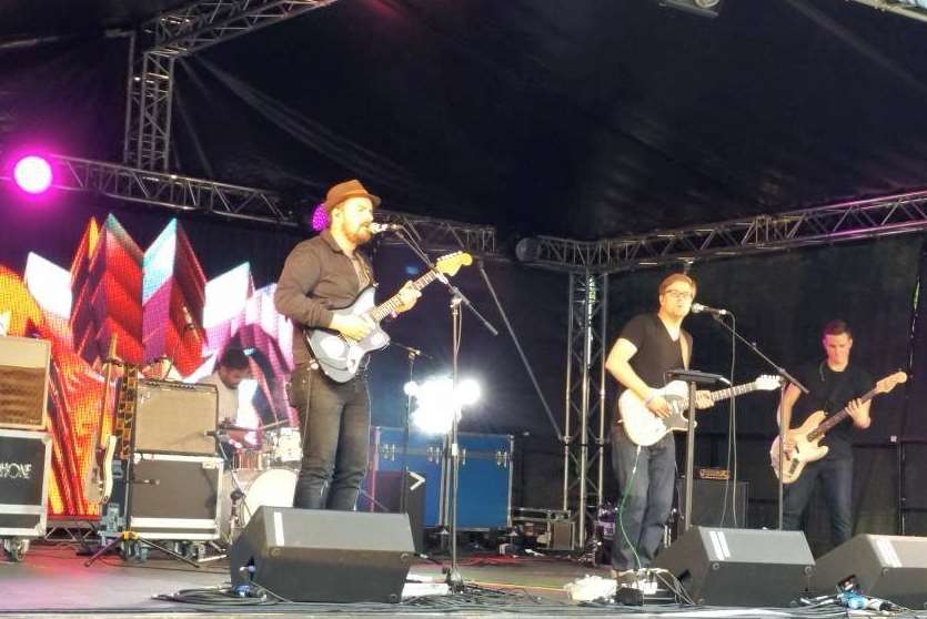 Mark Wells, Al Holland, James Holland and Mark Thompson with the instruments