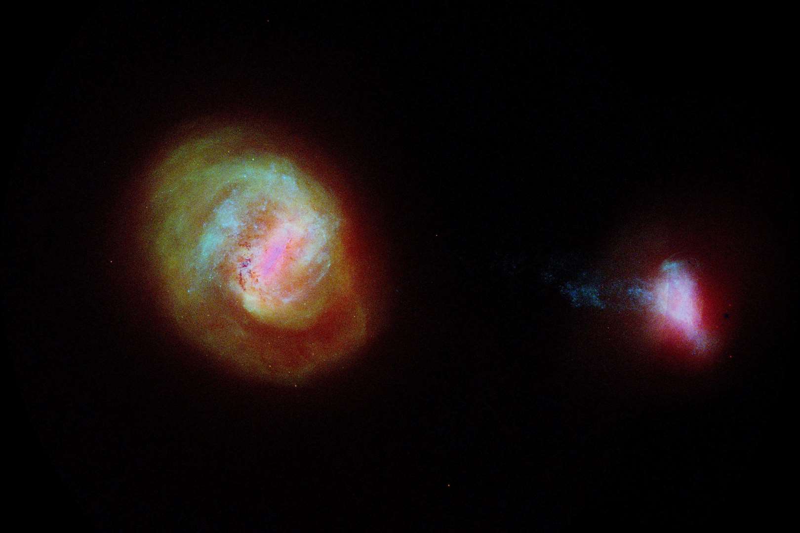 The Large Magellanic Cloud (left) and the Small Magellanic Cloud (SMC) (ESA/Gaia/DPAC)