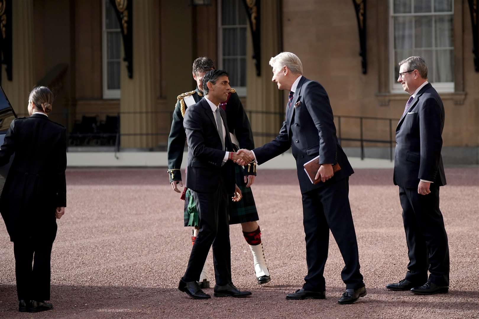 Rishi Sunak arrives at Buckingham Palace in October 2022 for an audience with the King where he was invited to become prime minister (Yui Mok/PA)