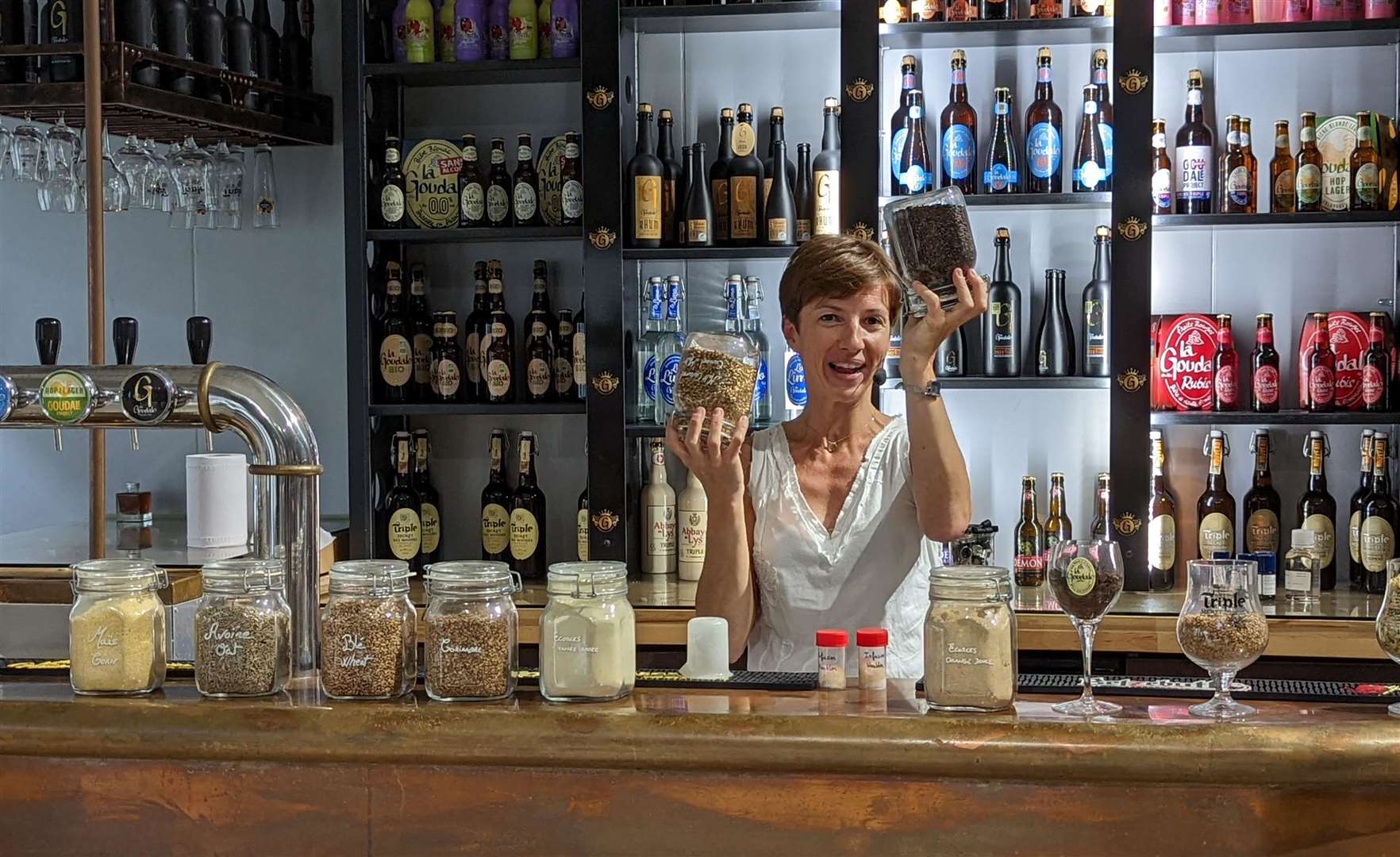 Our guide at the Goudale brewery gives us a lesson on the art of beer making