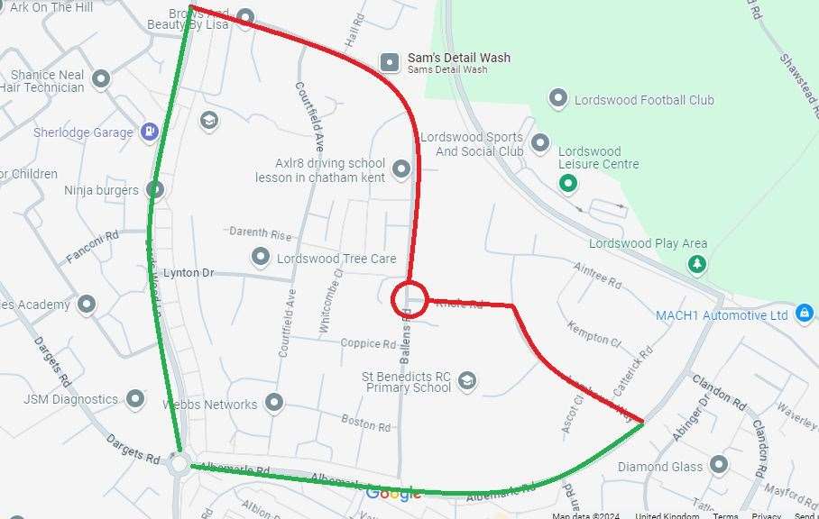 A map of the affected area in Lordswood