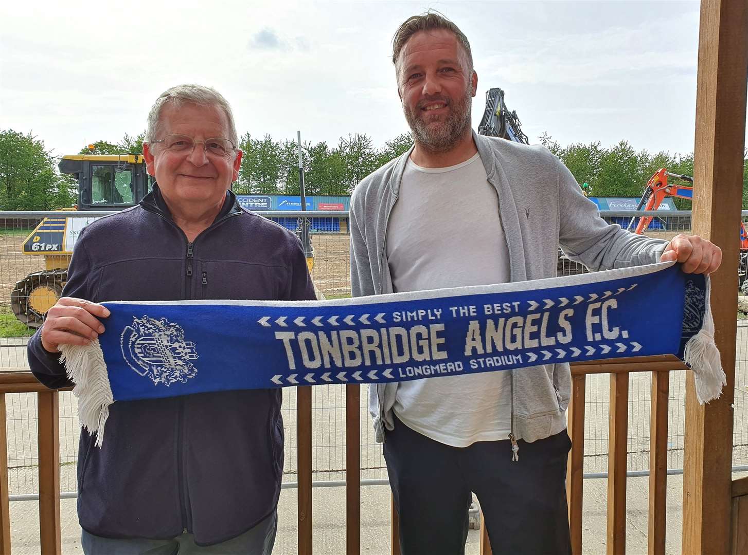 Tonbridge Angels chairman Dave Netherstreet with manager Jay Saunders Picture: David Couldridge