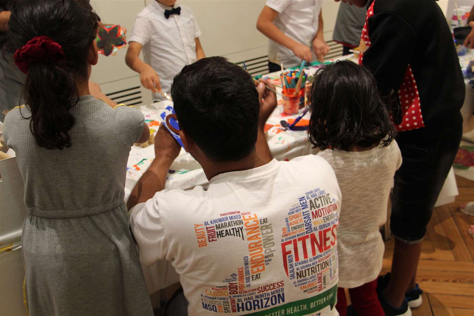 Families getting involved in the opening of the exhibition