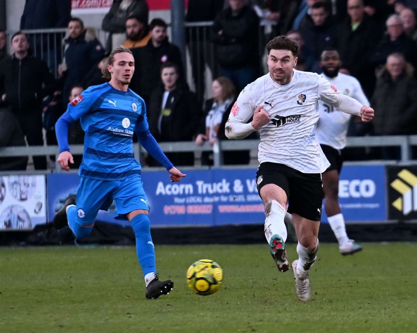 Dartford forward Callum Jones scored and provided an assist against Billericay. Picture: Simon Hildrew