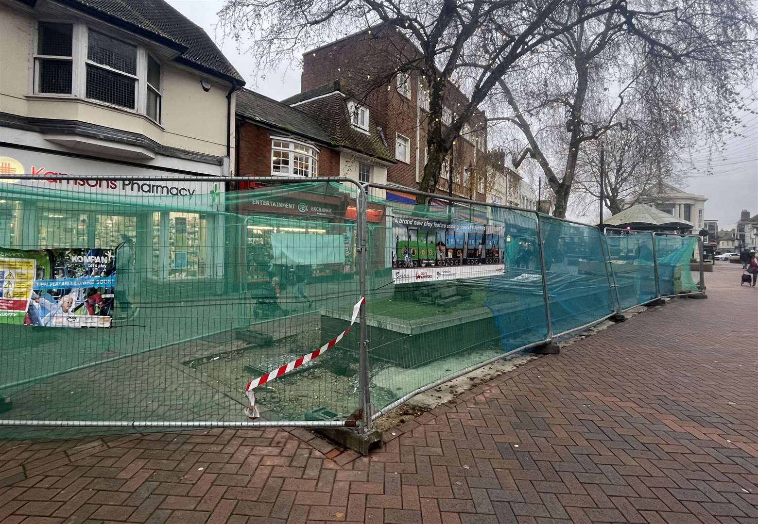 Fencing was erected around the site in November, but the train-themed play area is not expected to be finished until spring