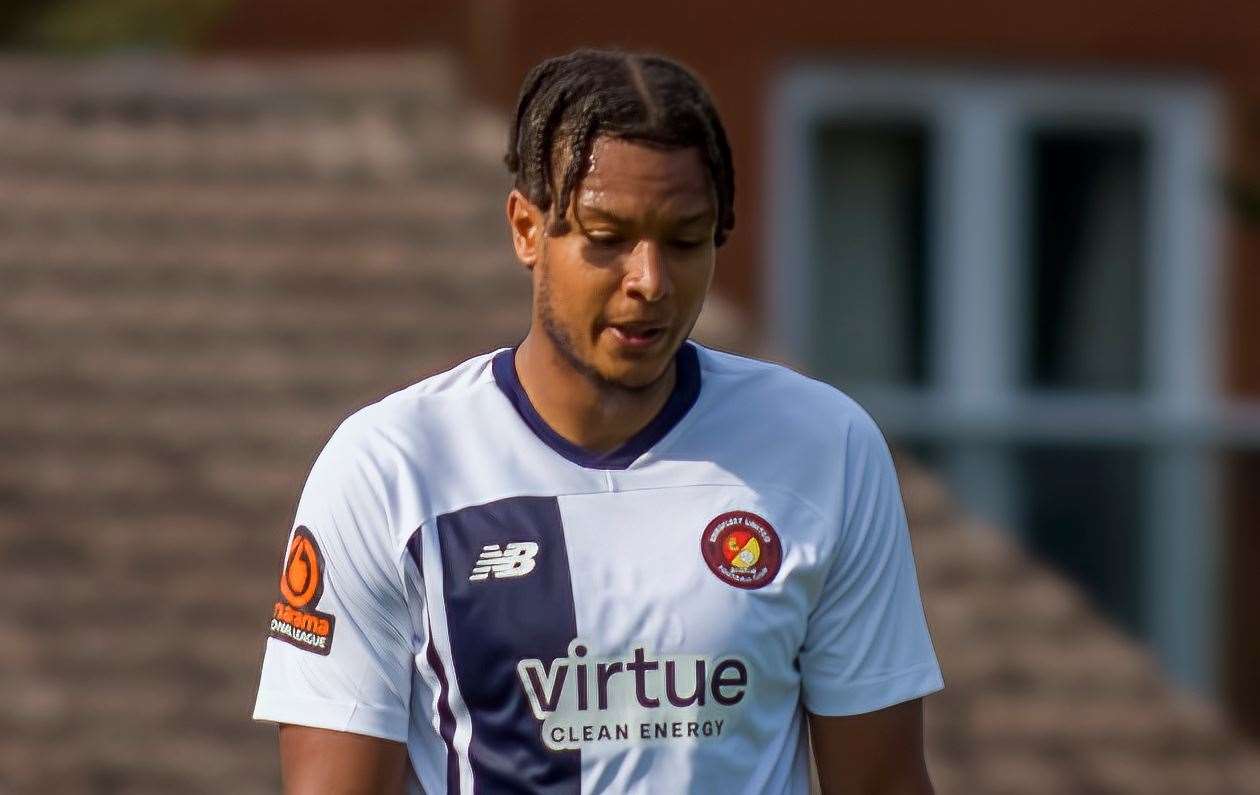 Ebbsfleet’s Giles Phillips helped his team to their first point of the season at Braintree. Picture: Ed Miller/EUFC