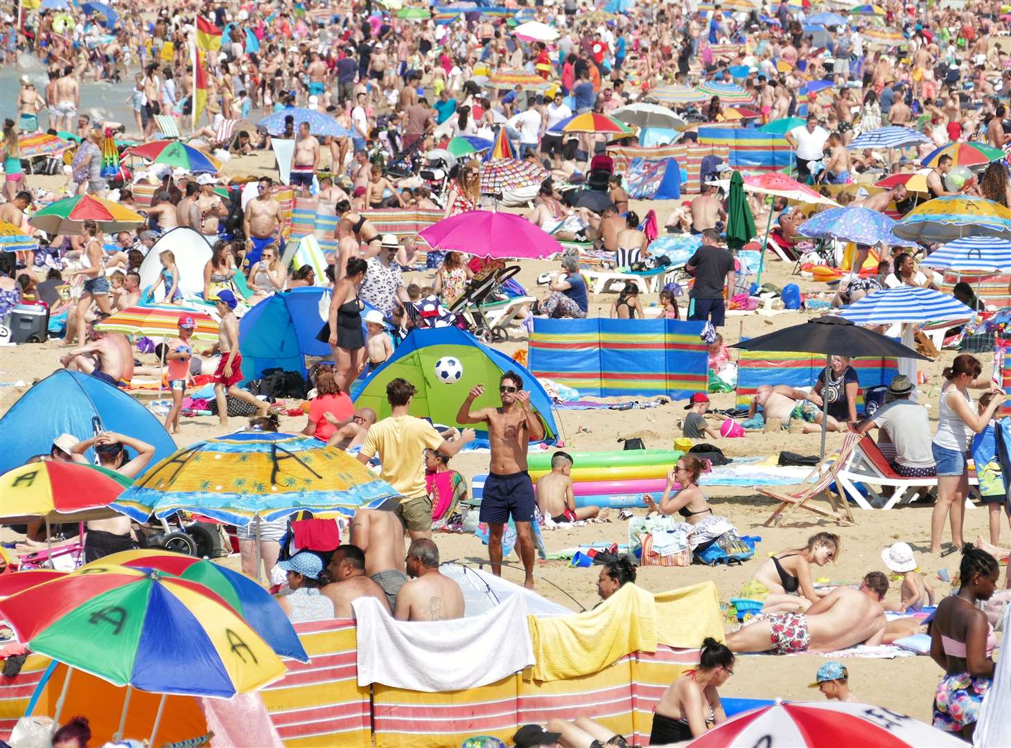 Margate beach was packed this weekend. Stock image