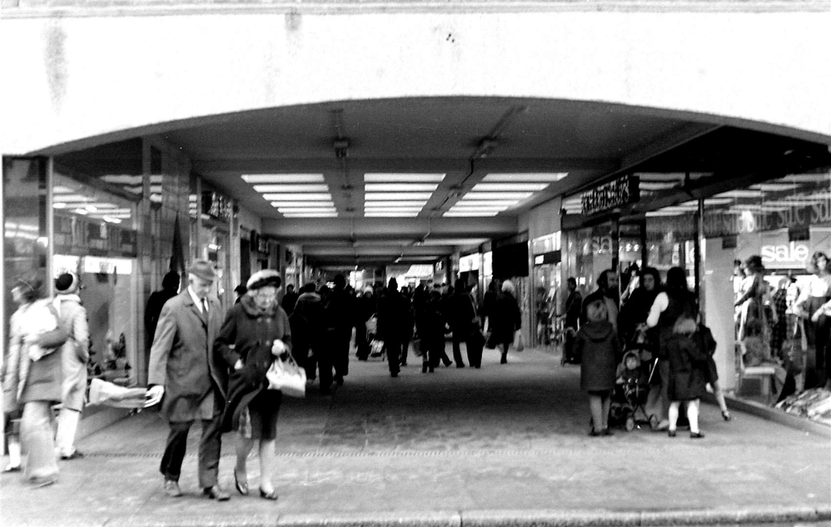 The original high street entrance to the open-air Tufton Centre illustrating a bustling north mall in 1975. Picture: Steve Salter