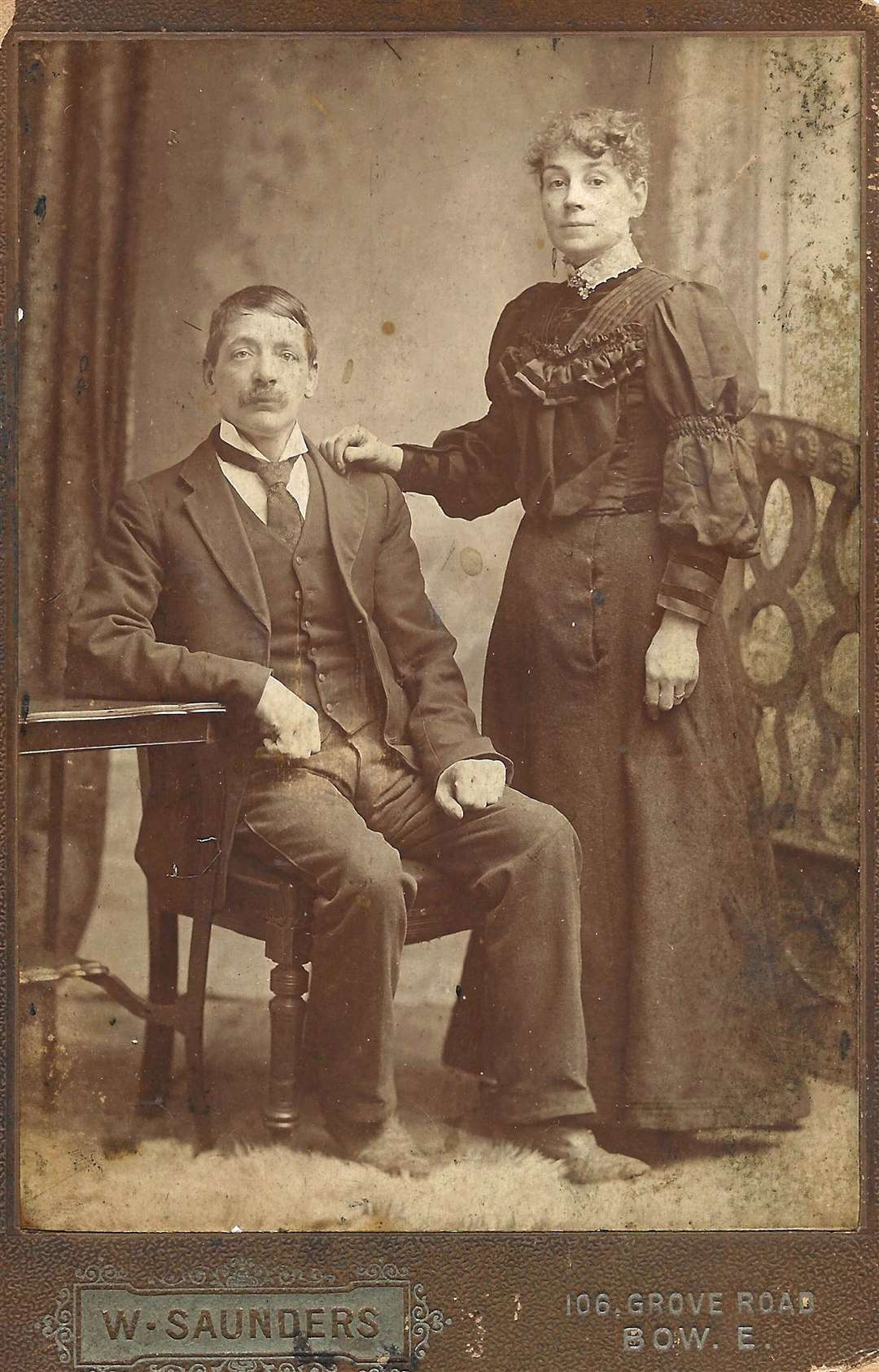 Sarah Dearman, with husband Charles, a leader of the 1888 matchgirls’ strike over pay and conditions, at the Bryant and May factory in Bow, east London (Family handout/PA)