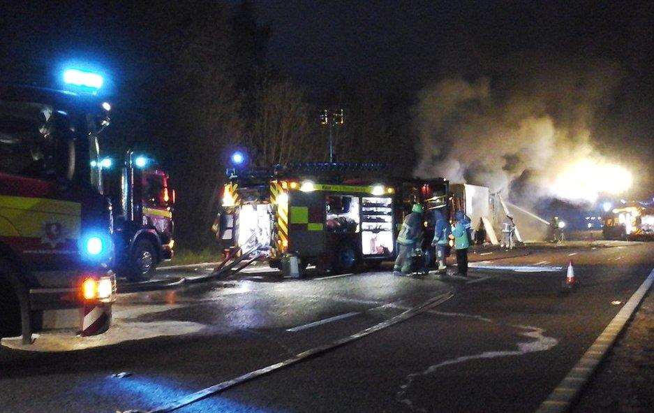 The motorway has been closed to allow crews to deal with the fire