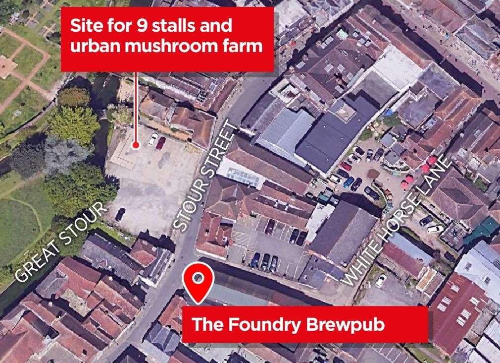 The proposed site is opposite The Foundry in Stour Street, Canterbury