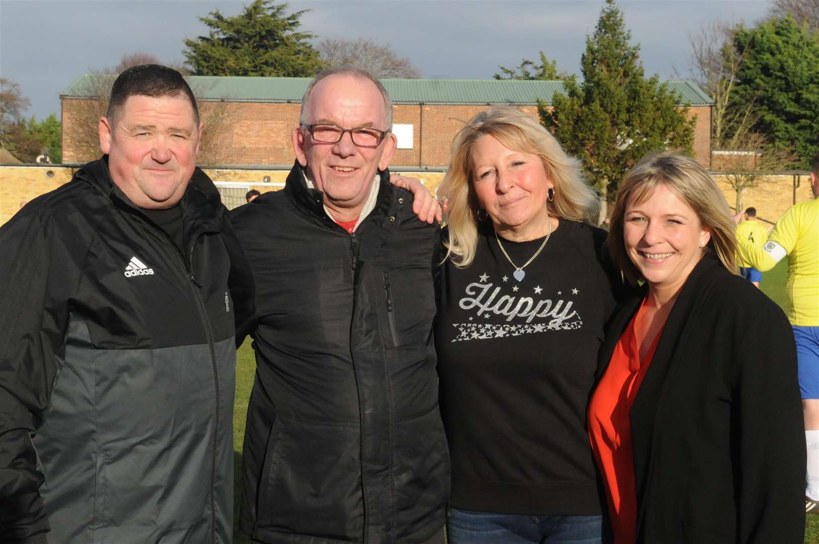 Lee Amos, Les Yates, Lorraine Yates, Claire Amos at Inaugural annual Steve Yates Shield, family fundraising with football tournament after dad/brother/sonâs suicide..Picture: Wayne McCabe. (5873503)