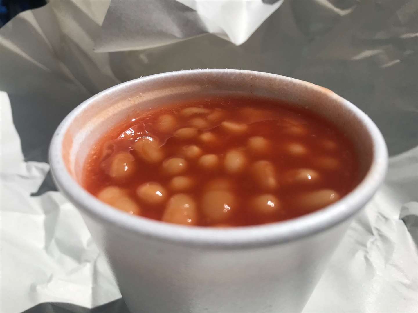 Baked beans - these are warm. They should be served cold. No ifs, no buts