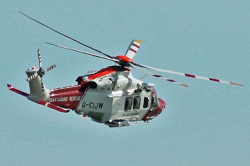 A coastguard rescue helicopter was called to the area. Stock image