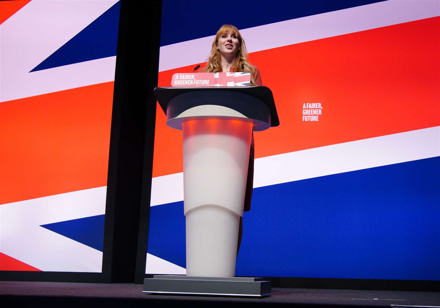 Labour deputy leader Angela Rayner making her speech (Peter Byrne/PA)