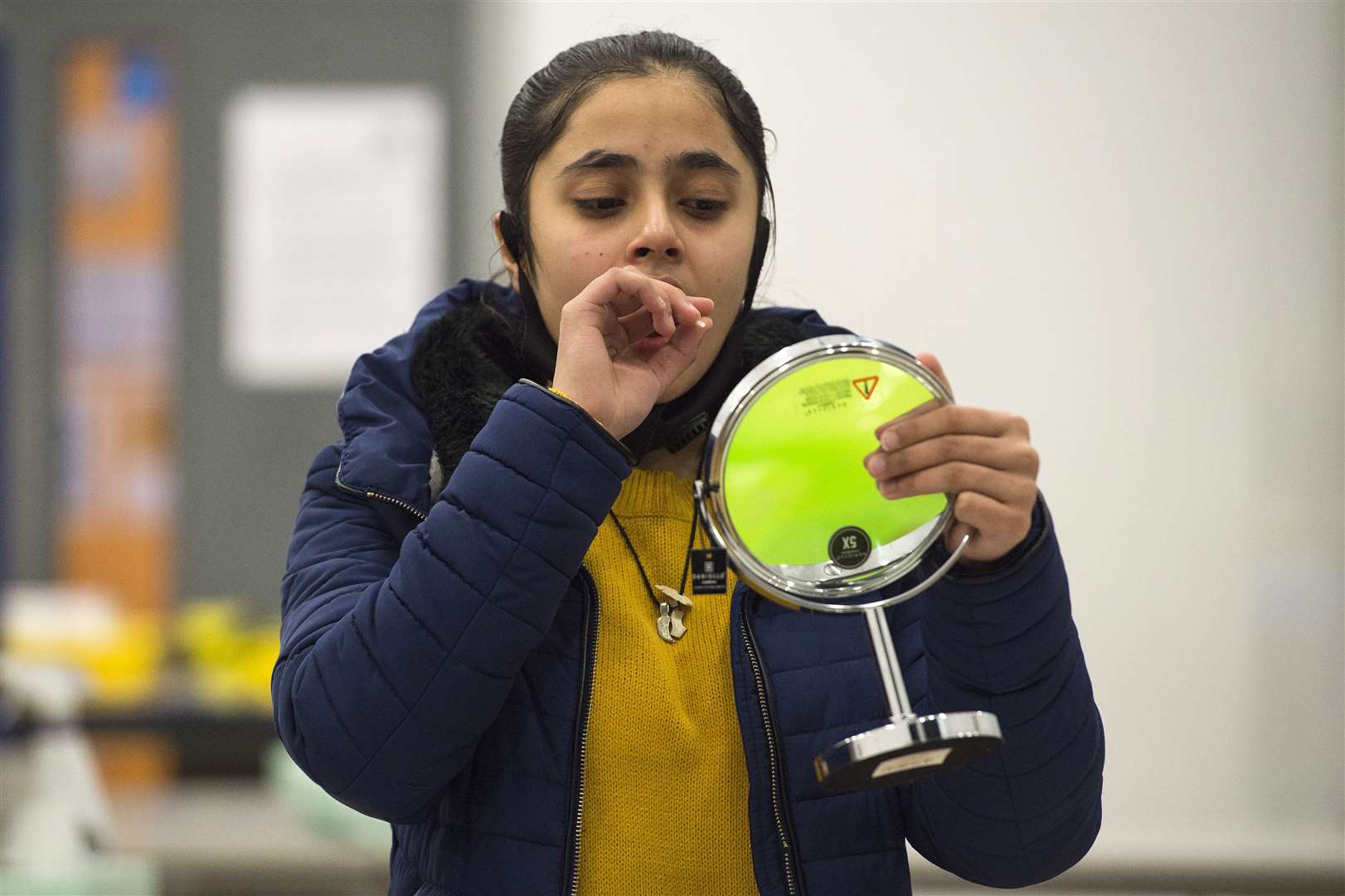 A student takes a Lateral Flow Test at Hounslow Kingsley Academy (Kirsty O’Connor/PA)