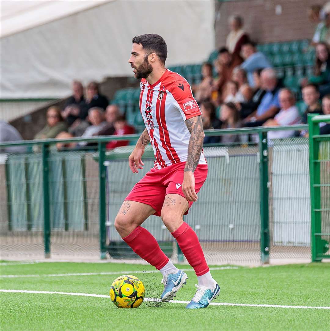 Joan Luque in pre-season friendly action for Folkestone at Ashford last month. Picture: Helen Cooper