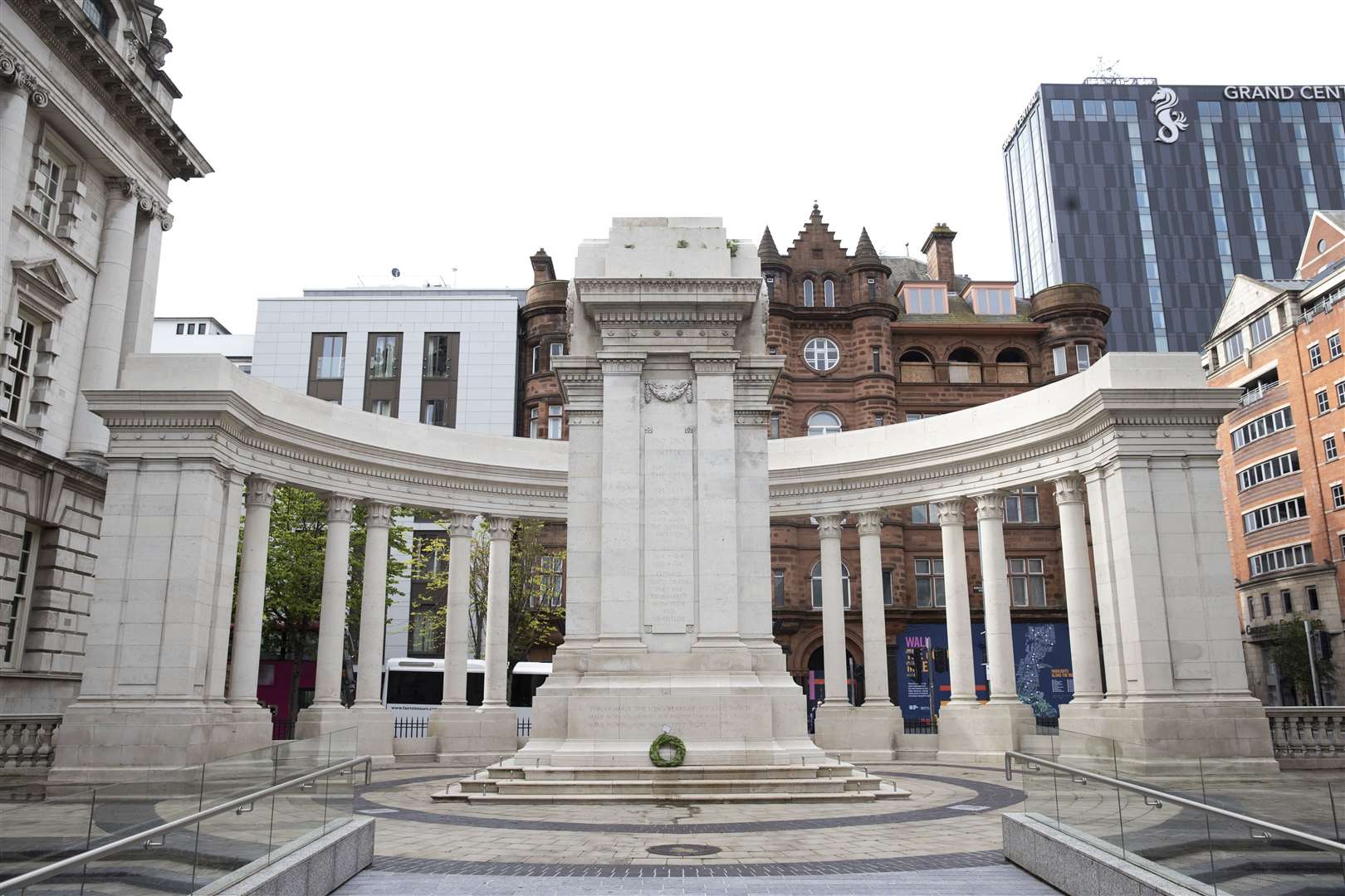 A wreath laid by Belfast Lord Mayor Tina Black and Sinn Fein vice president Michelle O’Neill at the Cenotaph (Liam McBurney/PA)