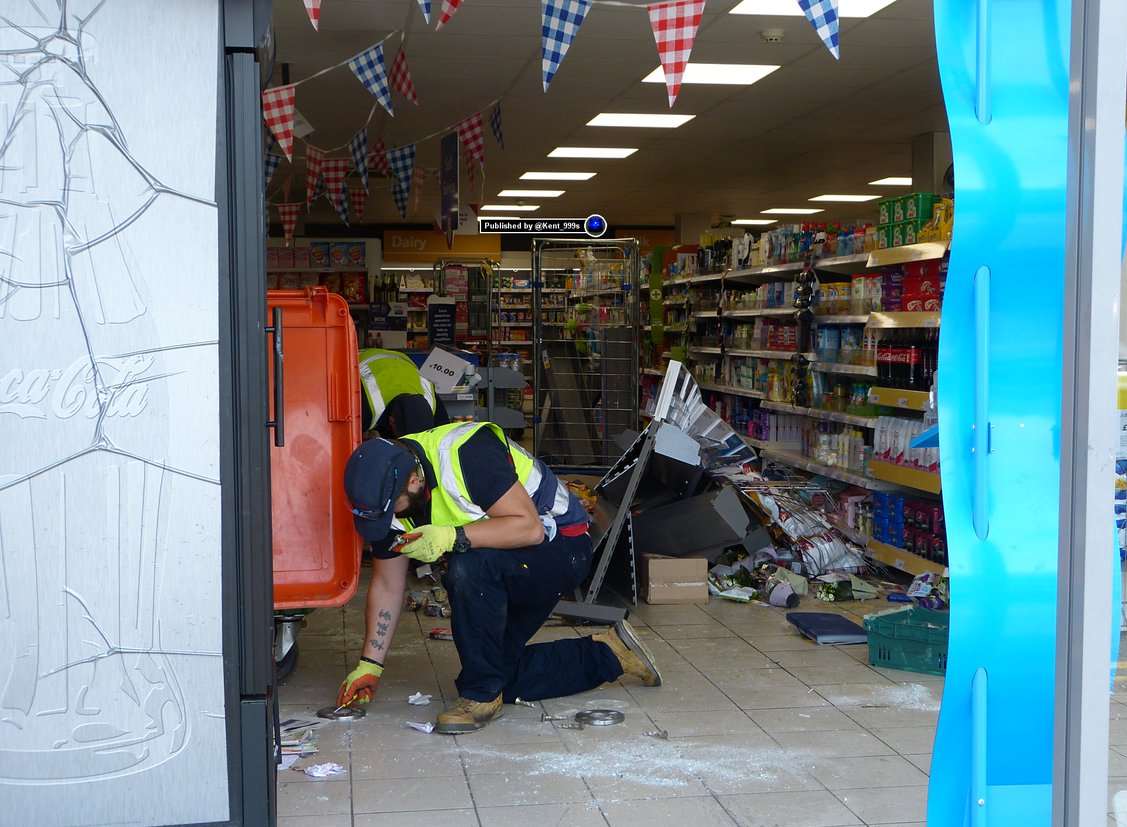 The scene of the Folkestone ram raid. Picture: @Kent_999s