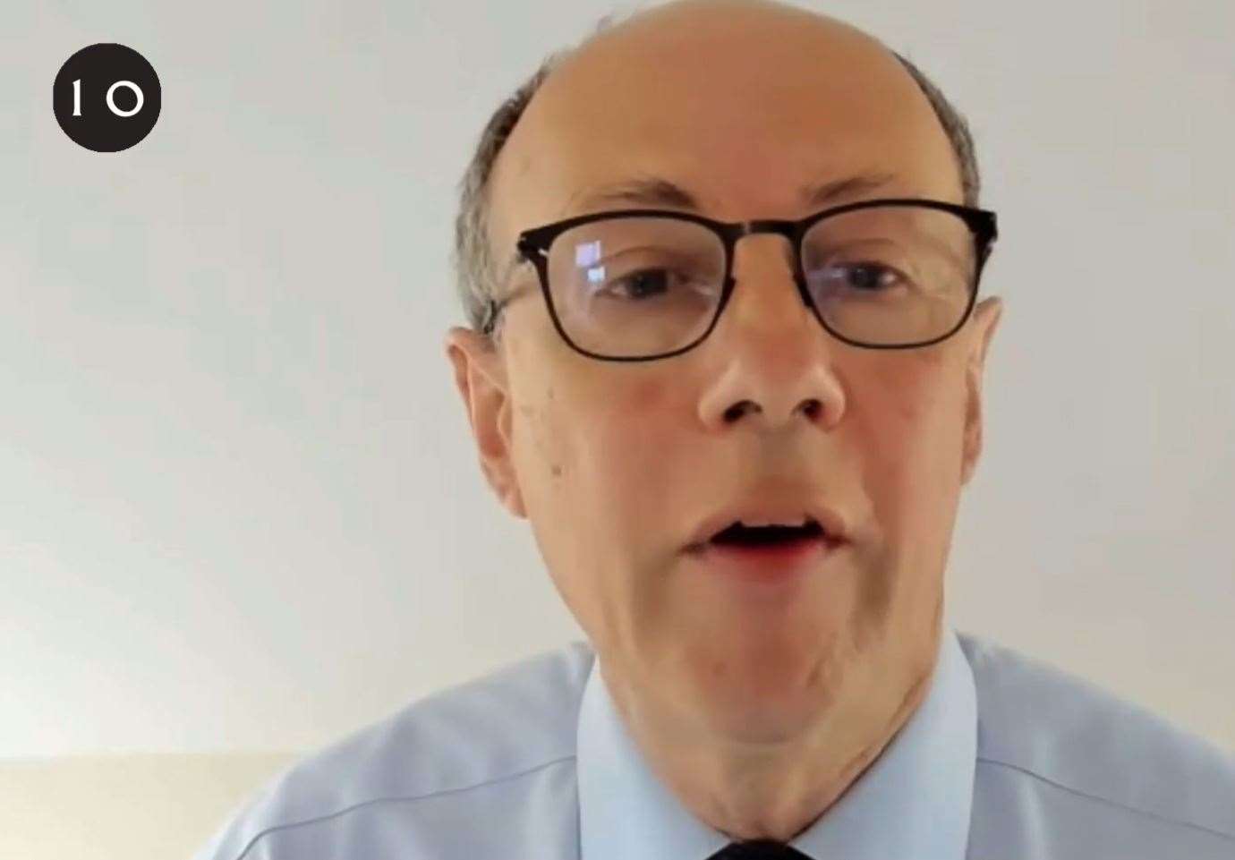 Professor Stephen Powis, NHS national medical director, speaks via video link during a briefing (10 Downing Street/PA)