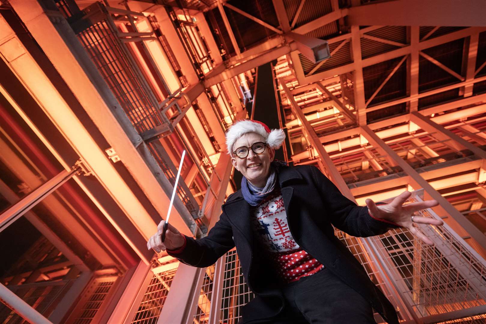 Famous choirmaster Gareth Malone conducted a special carol performance at the top of The Shard to switch on its lights show (Matt Alexander/PA)