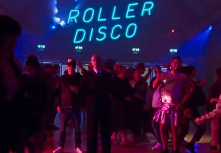 The Pet Shop Boys in their new video shot on the rollerskating rink at Dreamland. Picture: Nowness