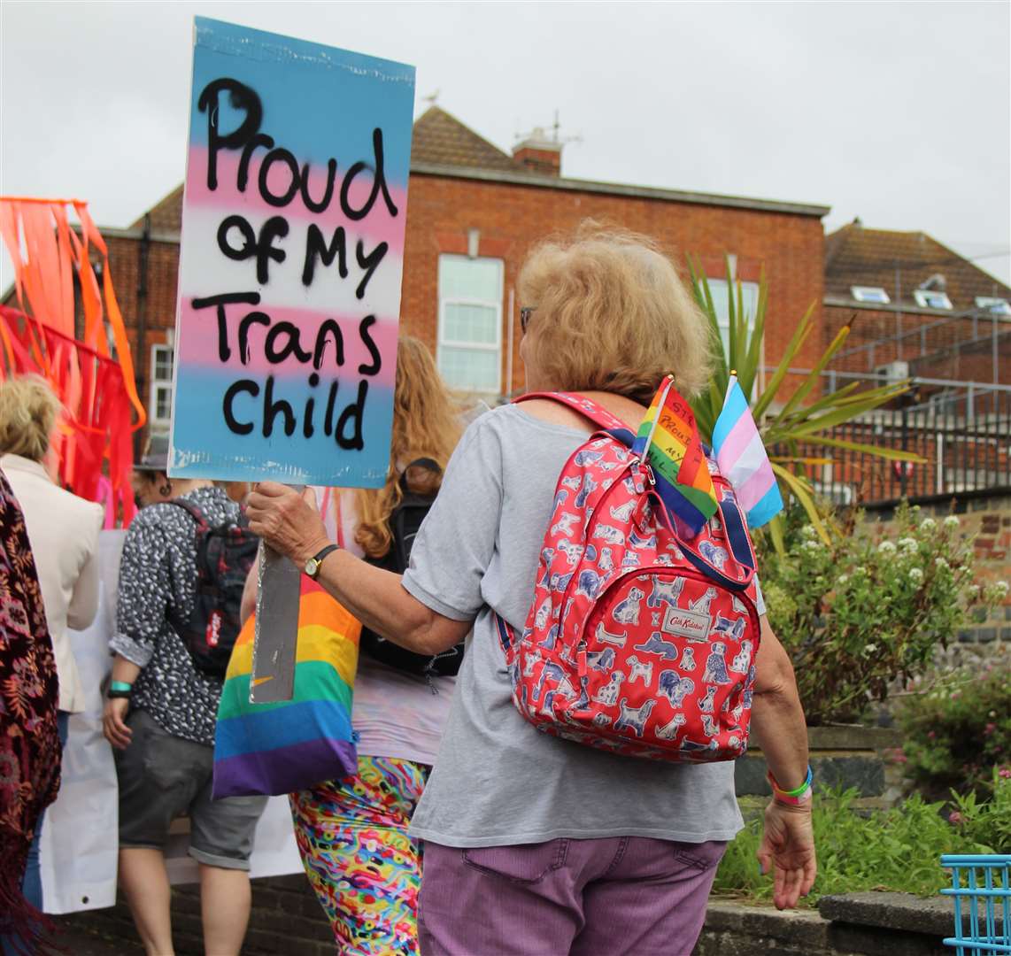 A woman showing support to the trans community at Dover Pride 2021. Picture: Photography with Evangeline