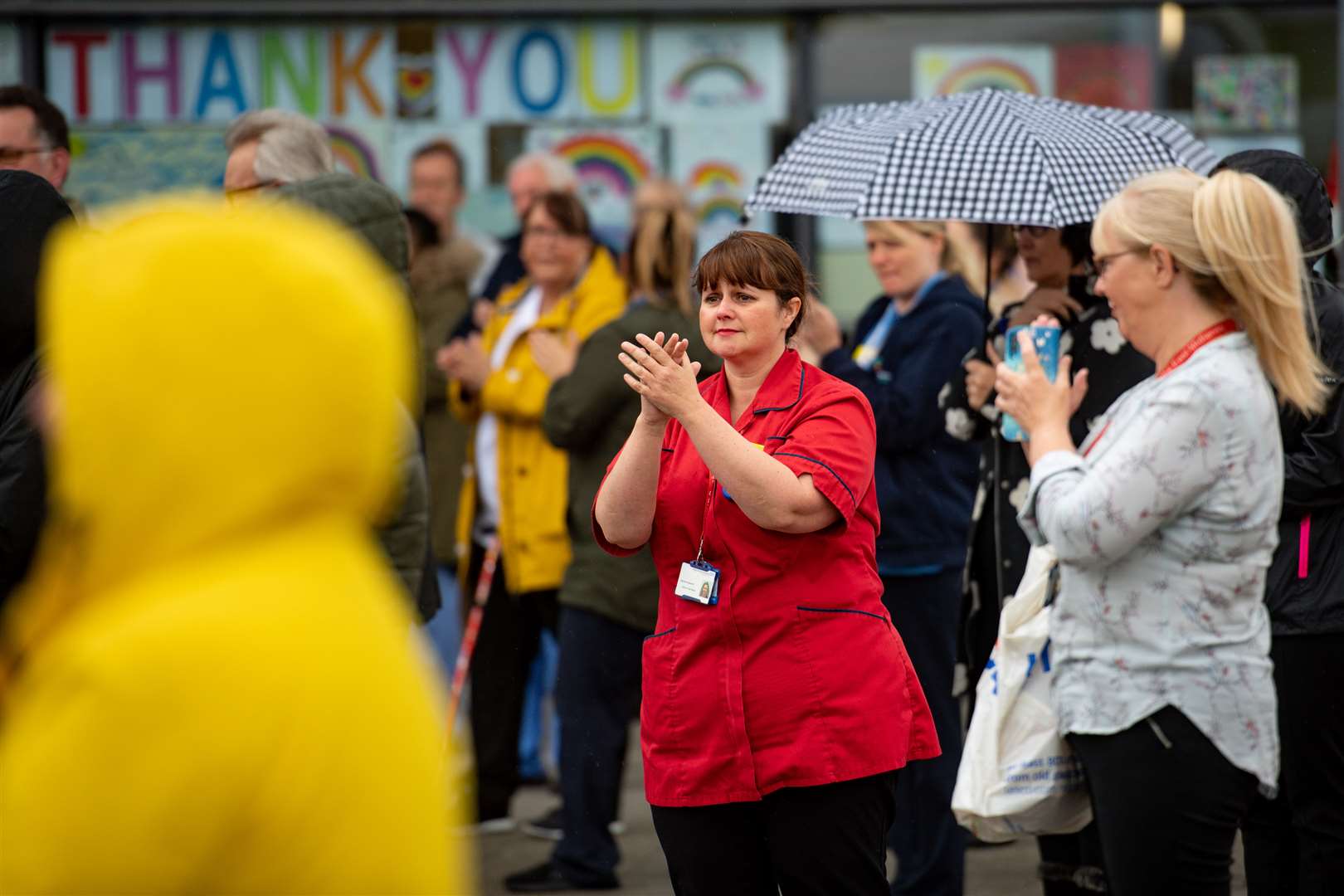 The silence finished with poignant applause at the Royal Derby Hospital (Jacob King/PA)