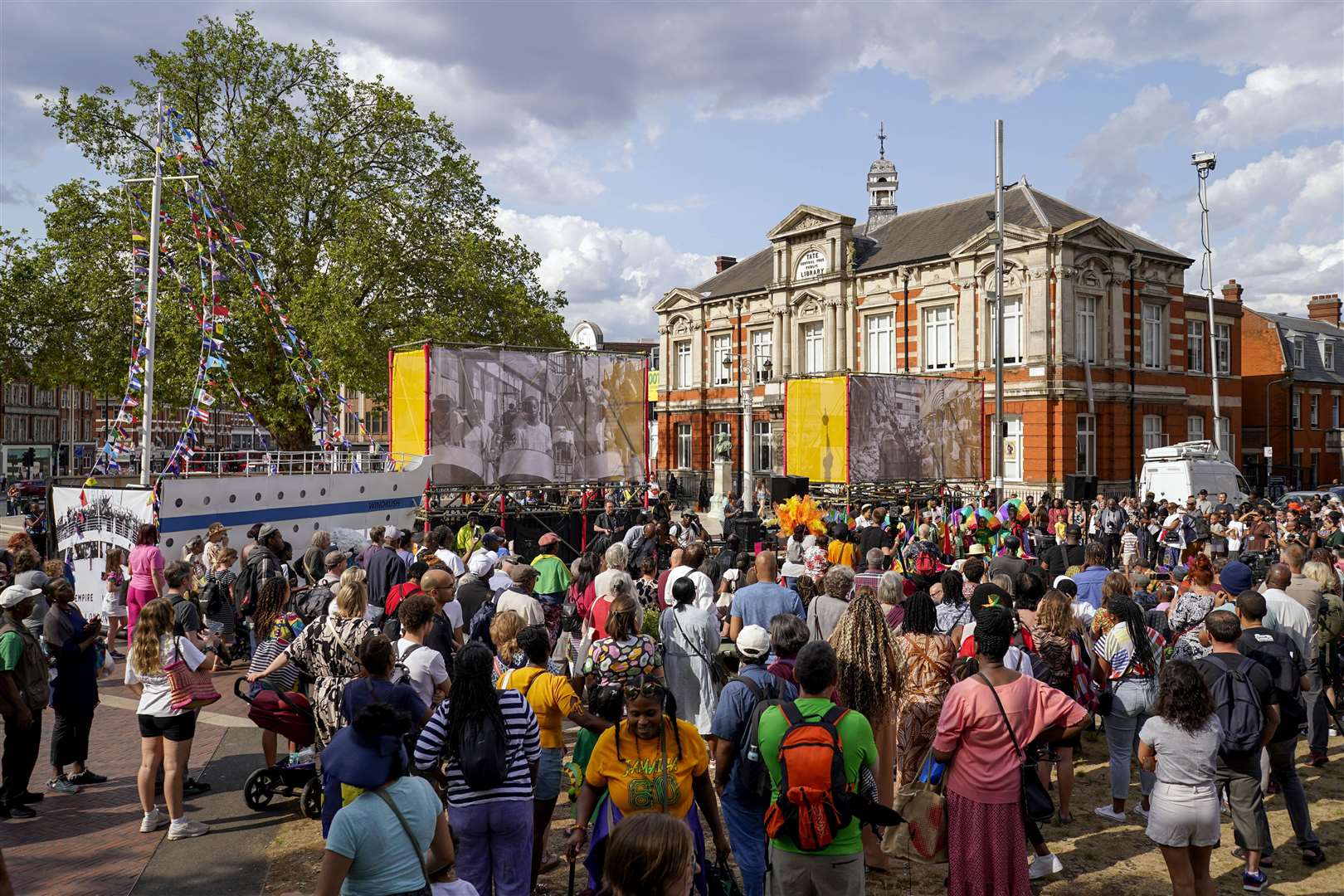 Thousands turned out to watch the festivities (Alberto Pezzali/AP)