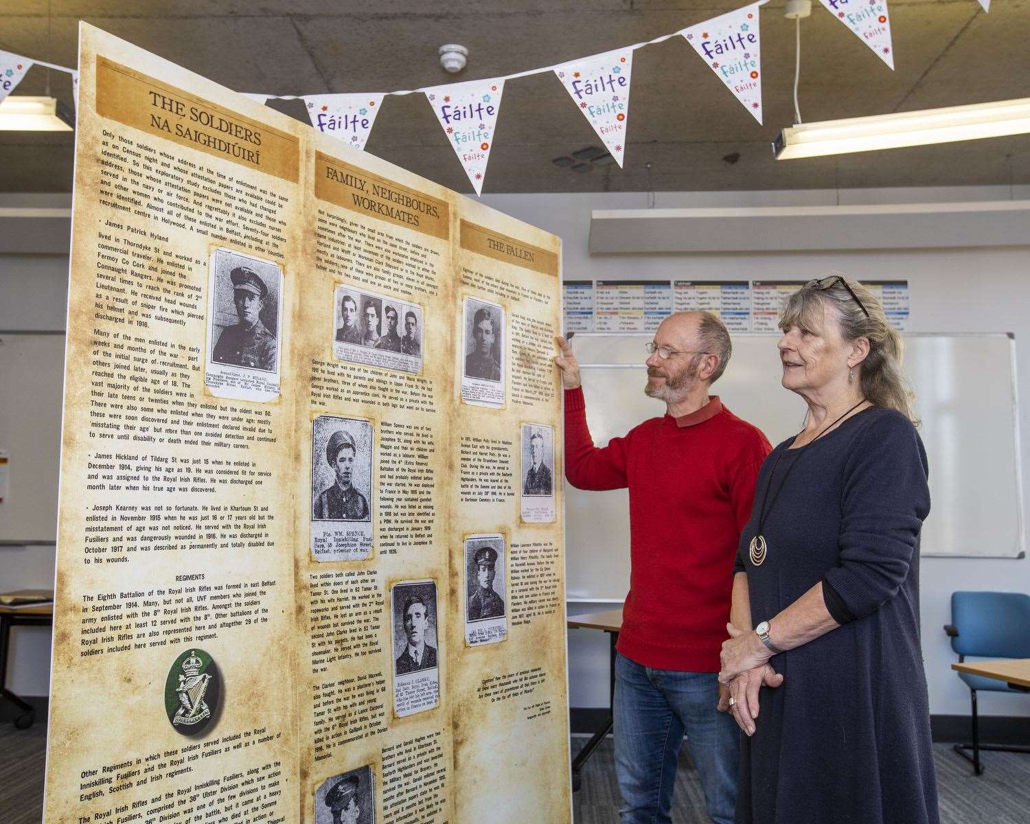 Richard Guthrie and Carmel Duggan worked on the project researching the backgrounds of Great War soldiers from east Belfast (Liam McBurney/PA)