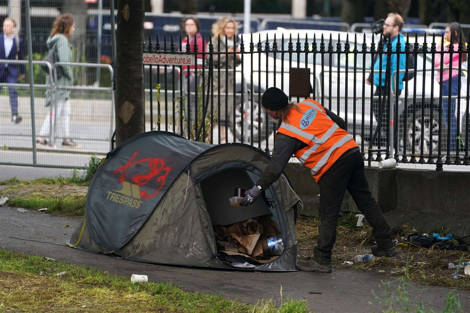 The tents were collected from the canal site (Brian Lawless/PA)