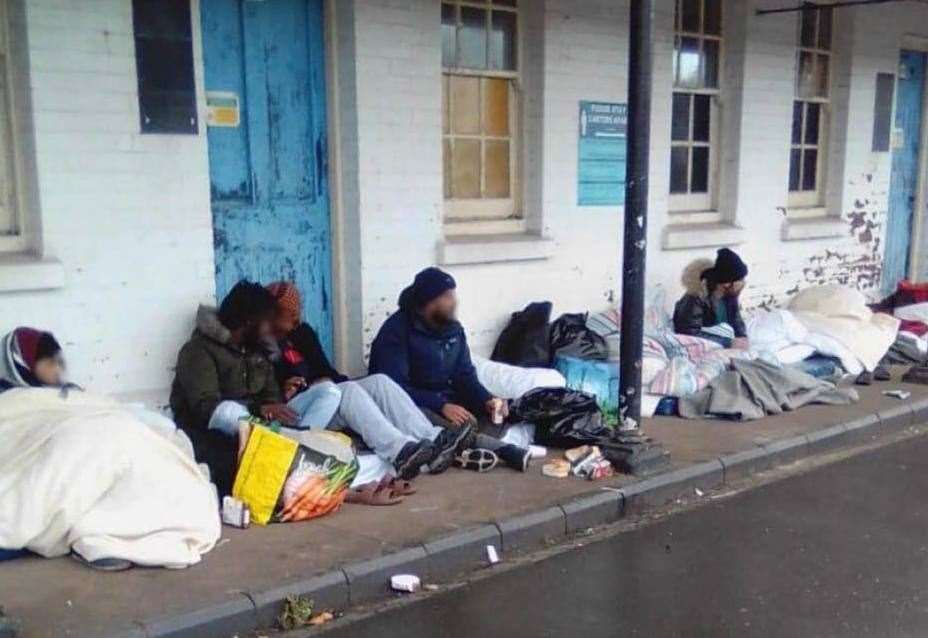 Asylum seekers protesting at Napier Barracks over the living confitions. Picture: Care4Calais