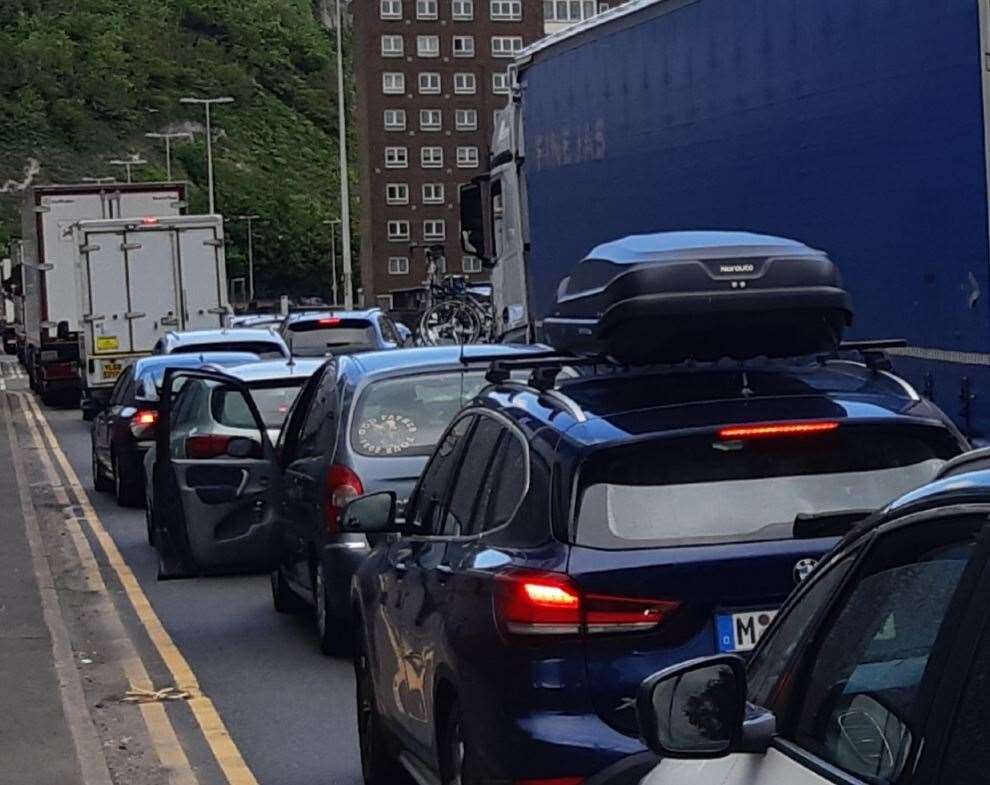 Long queues at the A20 Townwall Street, in Dover (56972080)