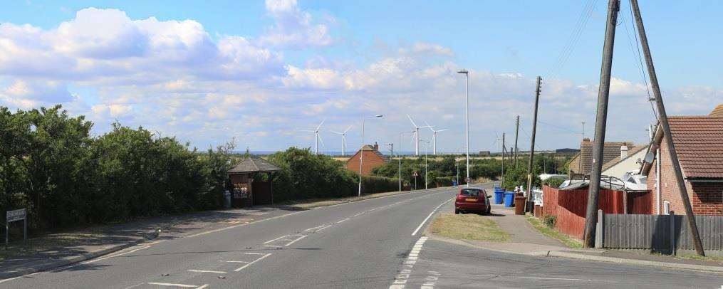 How the wind turbines at New Rides Farm, Eastchurch, will look from Leysdown. Computer-generated image from Airvolution Energy