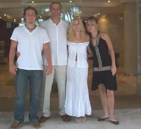 ONLY WEEKS FROM TRAGEDY: Fernand Hyam with his father Russell, mother Michelle and sister Giselle on a family holiday in Mallorca in August